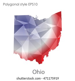 Ohio state map in geometric polygonal style.Abstract gems triangle,modern design background. Vector illustration EPS10