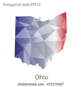 Ohio state map in geometric polygonal style.Abstract gems triangle,modern design background. Vector illustration EPS10