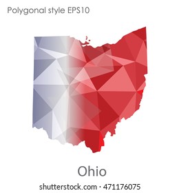 Ohio state map in geometric polygonal style.Abstract gems triangle,modern design background. Vector illustration EPS10