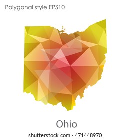 Ohio state map in geometric polygonal style.Abstract gems triangle,modern design background. Vector illustration EPS10