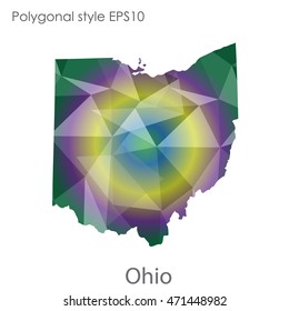 Ohio state map in geometric polygonal style.Abstract gems triangle,modern design background. Vector illustration EPS10