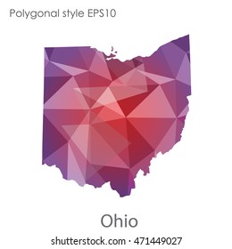 Ohio state map in geometric polygonal style.Abstract gems triangle,modern design background. Vector illustration EPS10