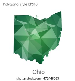 Ohio state map in geometric polygonal style.Abstract gems triangle,modern design background. Vector illustration EPS10