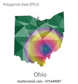 Ohio state map in geometric polygonal style.Abstract gems triangle,modern design background. Vector illustration EPS10