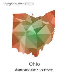 Ohio state map in geometric polygonal style.Abstract gems triangle,modern design background. Vector illustration EPS10