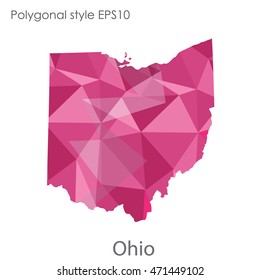 Ohio state map in geometric polygonal style.Abstract gems triangle,modern design background. Vector illustration EPS10