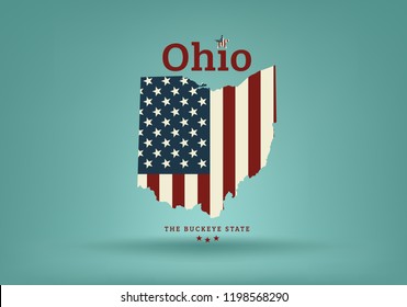 Ohio state map with nickname THE BUCKEYE STATE, Vector EPS 10.