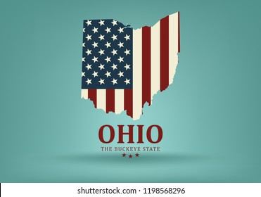Ohio state map with nickname THE BUCKEYE STATE, Vector EPS 10.