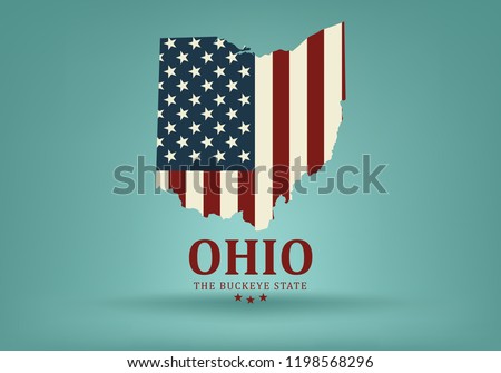 Ohio state map with nickname THE BUCKEYE STATE, Vector EPS 10.