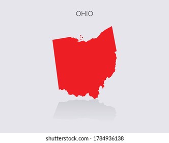 Ohio State Map Outline Isolated For Infographics And News Media. Republican Red For Political Elections In The United States Of America.