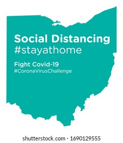 Mapa del estado de Ohio con la etiqueta "Estayathome" de la Distancia Social
