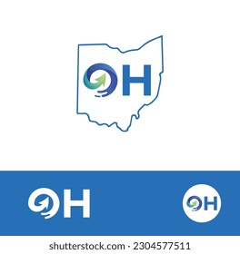 Ohio state outline map with a trash logo concept, letter OH trash logo, oh junk removal logo, ohio junk removal logo.
creative logotype of trash and recycle