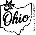 Ohio State Shape with Buckeye Tree | State Outline Clipart | Ohio Vector Design