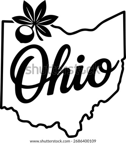 Ohio State Shape with Buckeye Tree | State Outline Clipart | Ohio Vector Design