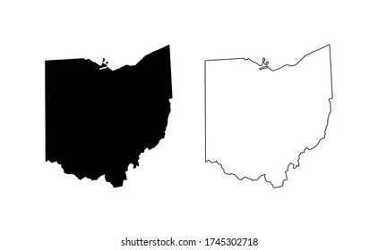 Ohio State Silhouette Line Style America Stock Vector (Royalty Free ...