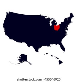Ohio State in the United States map