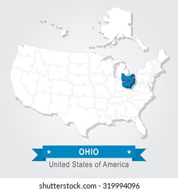 OHIO state. USA administrative map.