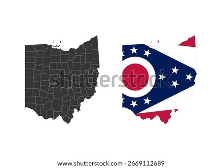 Ohio state of USA. Ohio flag and territory. States of America territory on white background. Separate states. Vector 