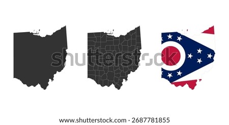 Ohio state of USA. Ohio flag and territory. States of America territory. Separate states. Vector