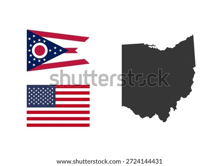 Ohio state of USA. Ohio flag and territory. States of America territory on white background. Separate states. Vector