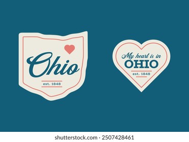 Ohio state USA logo vintage print for t-shirt. Trendy Hipster design. Vector illustration