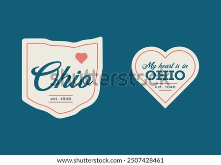 Ohio state USA logo vintage print for t-shirt. Trendy Hipster design. Vector illustration