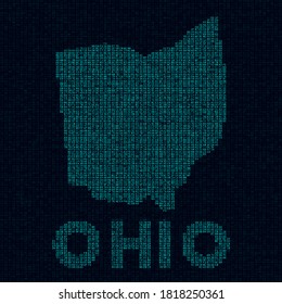 Ohio tech map. Us state symbol in digital style. Cyber map of Ohio with us state name. Modern vector illustration.