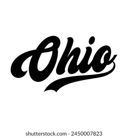 Diseño de tipografía de Ohio con Vector de mapa. Diseño de camiseta universitaria editable Vector de efecto de texto imprimible
