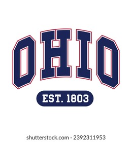 Ohio typography design vector, usa state shirt design vector. Jersey design vector, T-shirt design for usa 