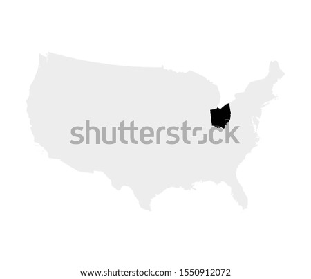 Ohio in United States Blank map Vector Silhouette Isolated on White