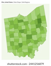 Ohio, United States. Simple vector map. State shape. Solid Regions style. Border of Ohio. Vector illustration.