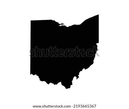Ohio US Map. OH USA State Map. Black and White Ohioan Buckeye State Border Boundary Line Outline Geography Territory Shape Vector Illustration EPS Clipart