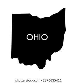 Ohio a US state black element isolated on white background. United state of America. Map with county borders.