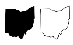 Ohio US State Blank Map Vector Solid Black Color And Outline Isolated On White Background