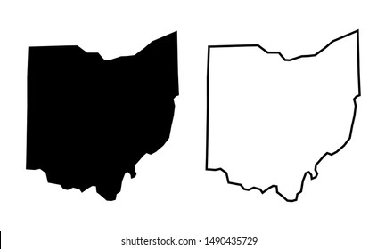 Ohio US State Blank Map Vector Solid Black Color And Outline Isolated On White Background