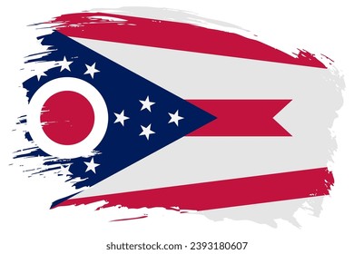 Ohio US State brush stroke flag vector background. Hand drawn grunge style painted isolated banner.