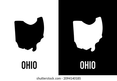Ohio - U.S. state. Contour line in white and black color on two face background. Map of The United States of America. Vector illustration.