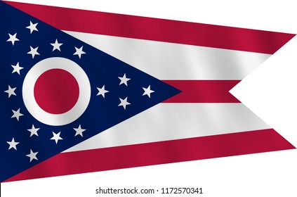 Ohio US state flag with waving effect, official proportion.