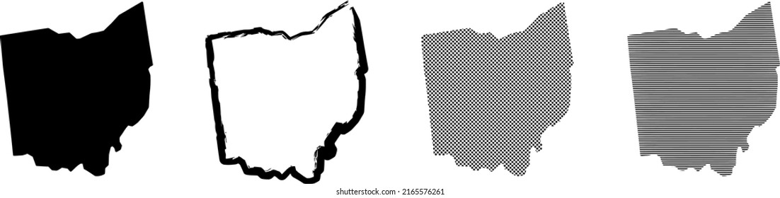 Ohio US state map in black color and outline isolated on white background. Vector illustration.