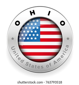 Ohio Usa flag badge button vector