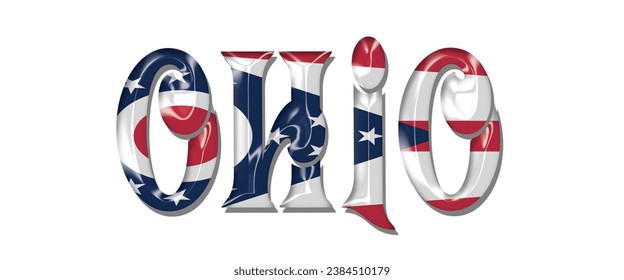 fuente de texto del indicador OHIO USA, fondo coloreado del indicador OHIO 3D, ilustración vectorial del indicador OHIO