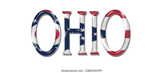 OHIO USA flag text font, 3D OHIO flag colorful background, OHIO flag vector illustration