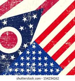 Ohio and USA grunge Flag