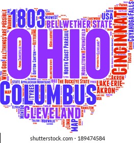 Ohio USA state map vector tag cloud illustration