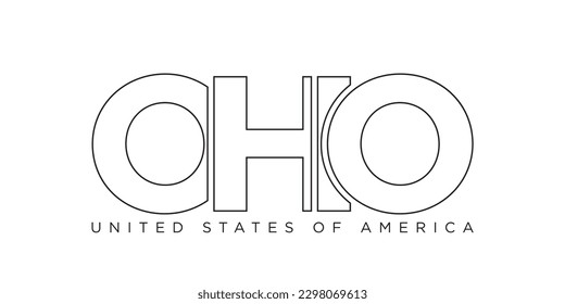 Ohio, USA Typografie Slogan Design. America Logo mit grafischer Stadtschrift für Print- und Webprodukte.