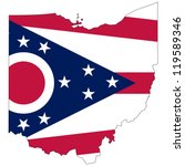 Ohio vector map with the flag inside.