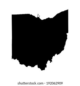 Ohio vector map silhouette isolated on white background. High detailed silhouette illustration. United state of America country.
