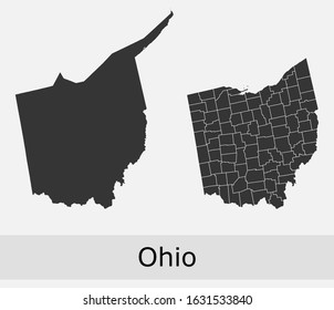 Ohio vector maps counties, townships, regions, municipalities, departments, borders