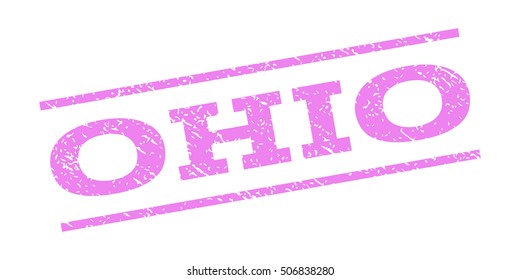 Ohio watermark stamp. Text caption between parallel lines with grunge design style. Rubber seal stamp with dirty texture. Vector violet color ink imprint on a white background.