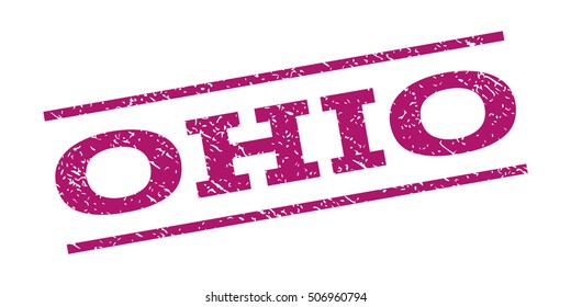 Ohio watermark stamp. Text caption between parallel lines with grunge design style. Rubber seal stamp with dust texture. Vector purple color ink imprint on a white background.